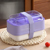 Collapsible Double-Layer Lunch Box in purple color, designed for convenience, organization, and eco-friendliness.