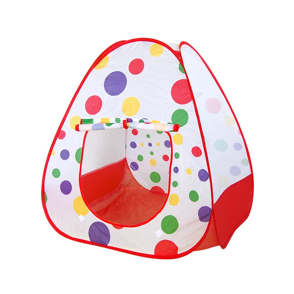 Colorful Multifunctional Folding Childrens Play Tent with polka dots design, perfect for kids' imaginative play.