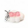 Cute Cloud Shape Soap Drain Tray with a pink bow soap and a silver bunny figurine.