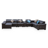 Brooklyn Cinema Corner Couch in dark brown leather with decorative pillows, perfect for movie nights.