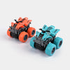 Two colorful Inertial Stunt Beach Motorcycle Toy vehicles in orange and blue, designed for 360-degree stunts and active play.