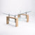Modern Double Tier Glass Coffee Table featuring a sleek design with tempered glass and wooden legs.