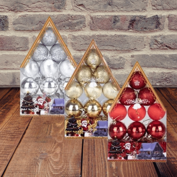 Perfect Dealz Festive Assorted Christmas Tree Balls 12 Pieces