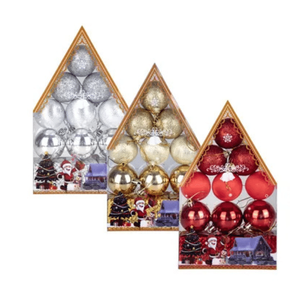 Festive Assorted Christmas Tree Balls 12 Pieces