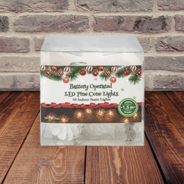 Perfect Dealz Festive Battery-Powered Pinecone LED String Lights – 1.5 m