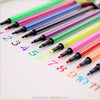 Fibre Tip Water Colour Marker Pen Set of 36 arranged on paper with colorful ink numbers.