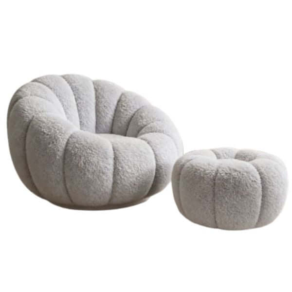 Perfect Dealz Fuzzy Pumpkin Chair with Ottoman