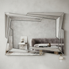 Geometric Beveled Wall Mirror with Decorative Frame