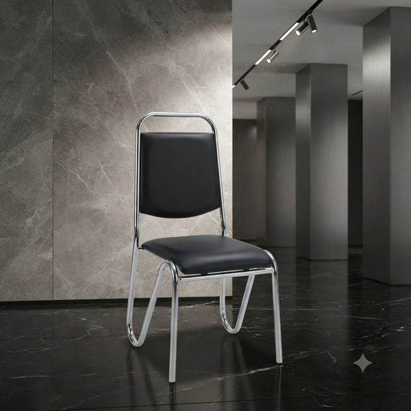 Chrome Frame Stacking Visitor Chair with Padded Seat