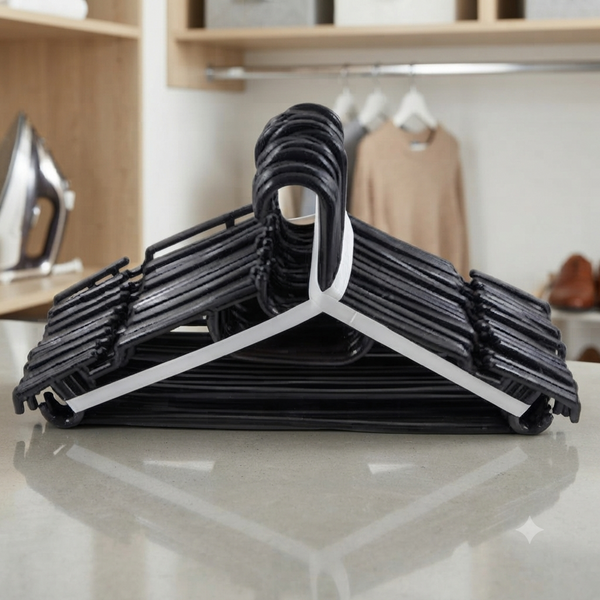 Pack of 20 Black Plastic Hangers