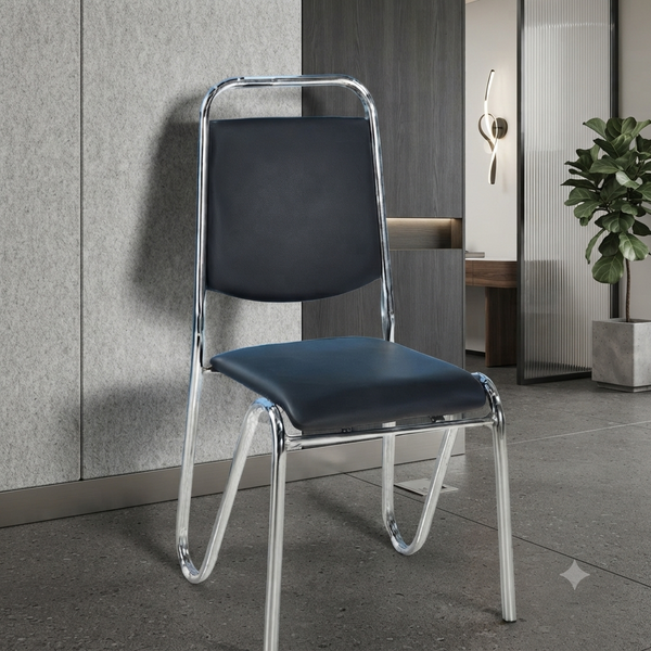 Chrome Frame Stacking Visitor Chair with Padded Seat