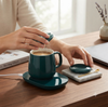 Portable Coffee Ceramic Mug Set With Warming Coaster