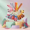 Colorful assortment of Soft Gel 3D Cartoon Figure Keychains hanging from a keyring, showcasing cute designs and fun colors.