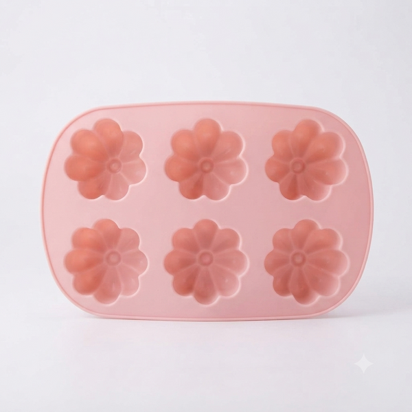 6-Cavity Silicone Flower Baking Tray