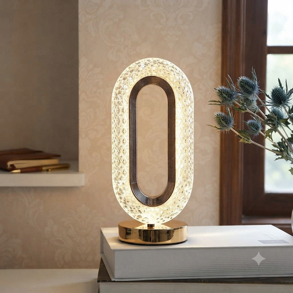 Oval Crystal Table Lamp