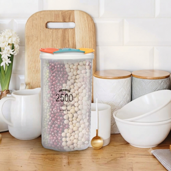 4 Compartment Plastic Cereal Dispenser Jar