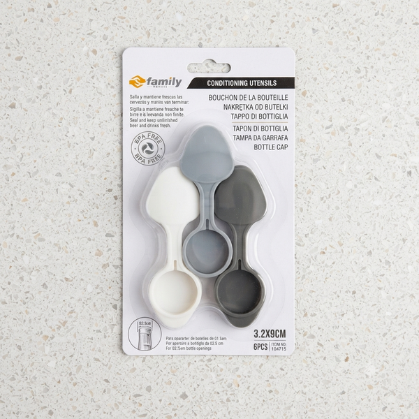6 Piece Reusable Silicone Bottle Caps Set