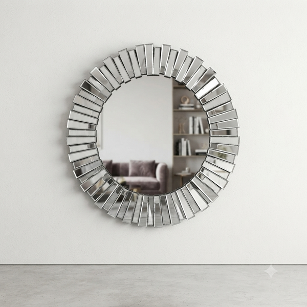 Round Smoked Glass Decorative Wall Mirror
