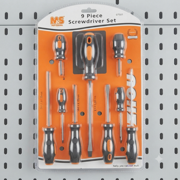 9-Piece Screwdriver Set with Large Comfort Handles