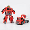 2-in-1 Take-Apart Fire Truck Robot Toy, a red toy transforming from robot to fire truck.