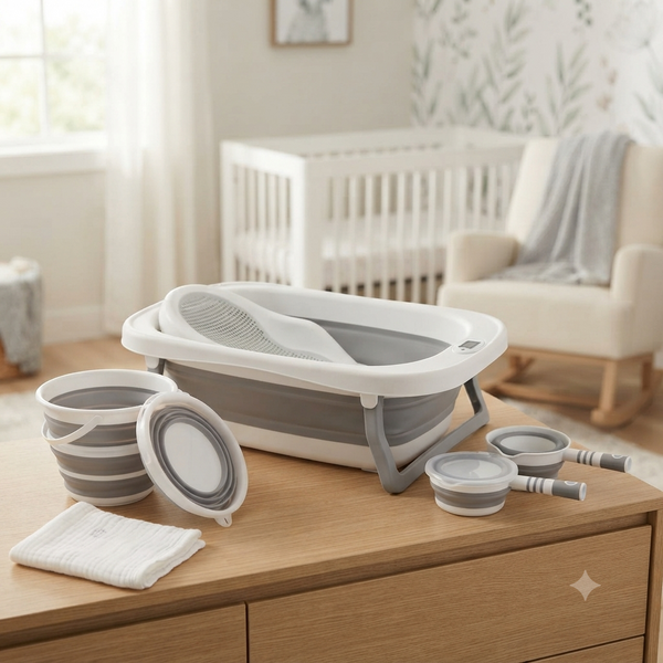 Baby Foldable Bath Tub Set