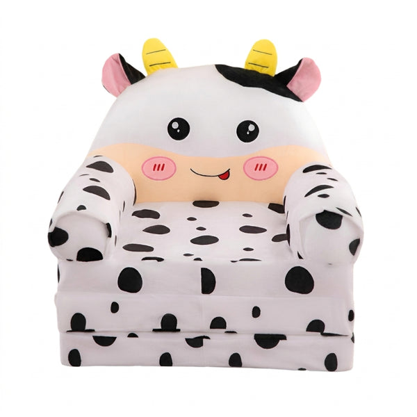 Childrens Animal Sofa Chair designed as a playful cow, perfect for kids to read and relax.