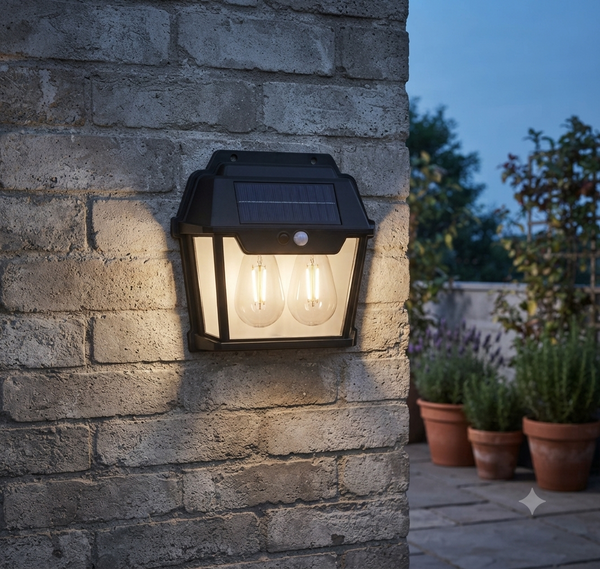 Waterproof Outdoor Solar Double Light Wall Lamp