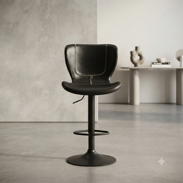 Modern Swivel Bar Stool with Upholstered Seat