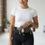 Model wearing the Monster Design Belt Bag, featuring a playful creature design and adjustable strap.