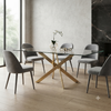 Modern Rectangular Glass Dining Table with Black Metal Base