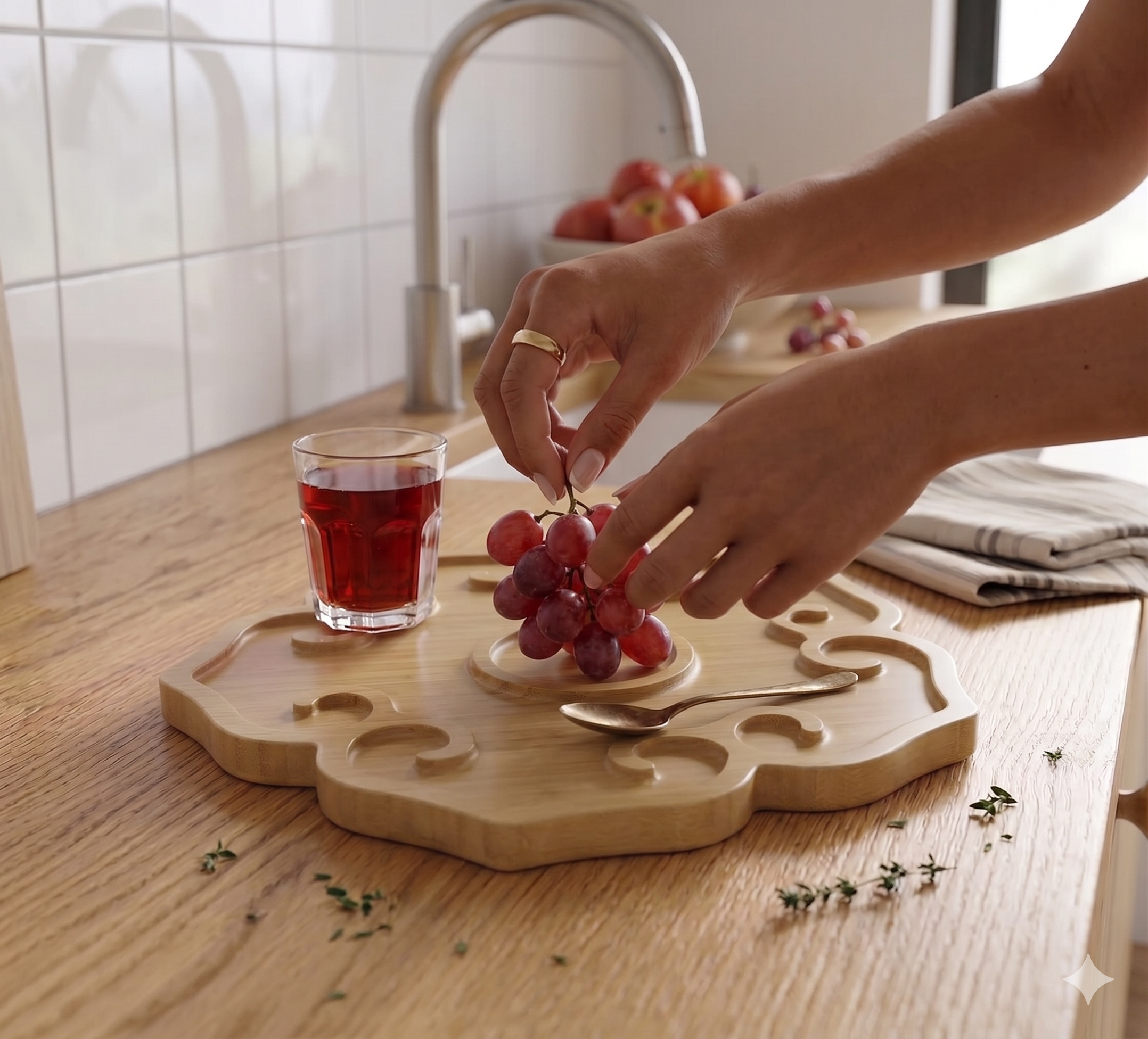 Scalloped Bamboo Serving Tray Round Platter – Perfect Dealz