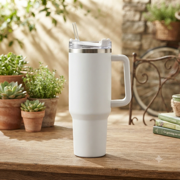 Stainless Steel Vacuum Flask with Straw 900ml
