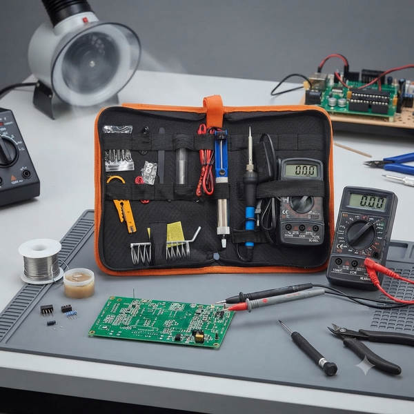 16 Piece Soldering Kit With Meter And Stand