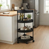 4-Tier Corner Storage Trolley with Wheels in modern kitchen, organizing bottles and containers.