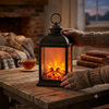 Antique Warming LED Fireplace Lantern Large