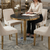 Round Marble-Look Accent Table with Gold Pedestal Base