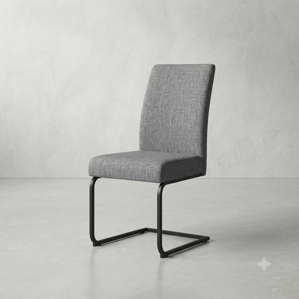 Modern Upholstered Dining Chair with Black Metal Sled Base