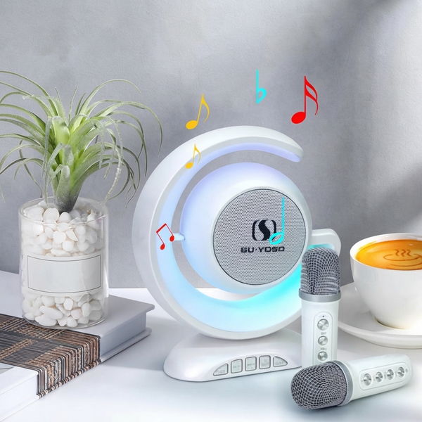 Wireless Lightshow Speaker with Two Wireless Microphones