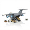 Military Transport Aircraft Toy Set with aircraft, miniature vehicles, and cargo accessories in a detailed scene.