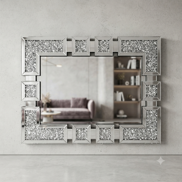 Rectangular Crushed Crystal Decorative Wall Mirror