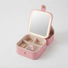 Portable Jewellery Box with Built-In LED Mirror showing organized compartments and a touch-activated LED mirror