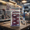 9-Piece Heavy Duty L-Handle Socket Set displayed on a tool organizer in a well-equipped garage.