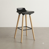Modern Counter Stool with Curved Seat and Wooden Legs