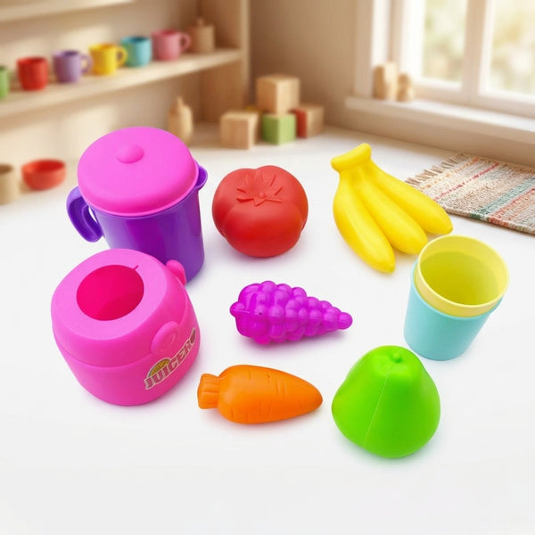 Colour Match Pretend Juicer & Food Play Set colorful toy fruits vegetables and cups for pretend play