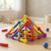 Colourful Sticks & Balls Construction Set featuring colorful sticks and balls arranged in a pyramid shape.