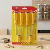 6 Piece Multi Tip Precision Screwdriver collection featuring yellow handles, perfect for household repairs.