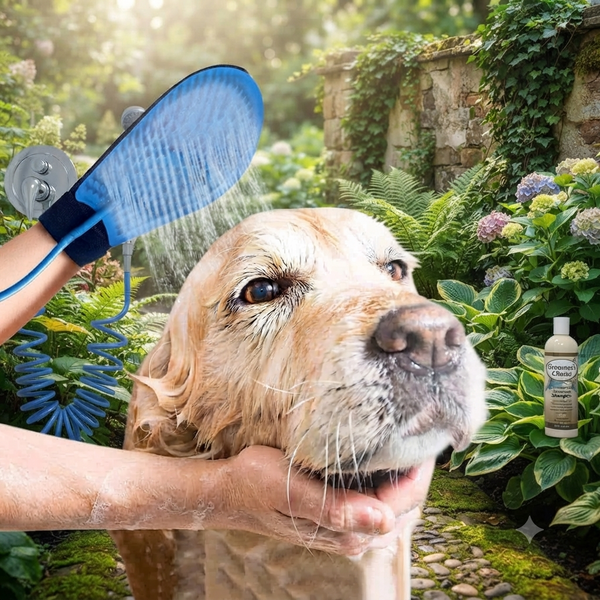 Deep Cleaning Pet Brush Glove with Hose