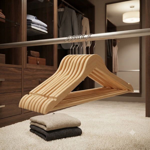 Set of 10 Wooden Hangers