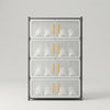 5 Layer Double Door Shoe Storage Cabinet neatly displaying white sneakers in a compact and organized design.