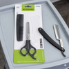 Professional Hair Grooming and Styling Kit with scissors, comb, and razor for precision hair cutting and styling.
